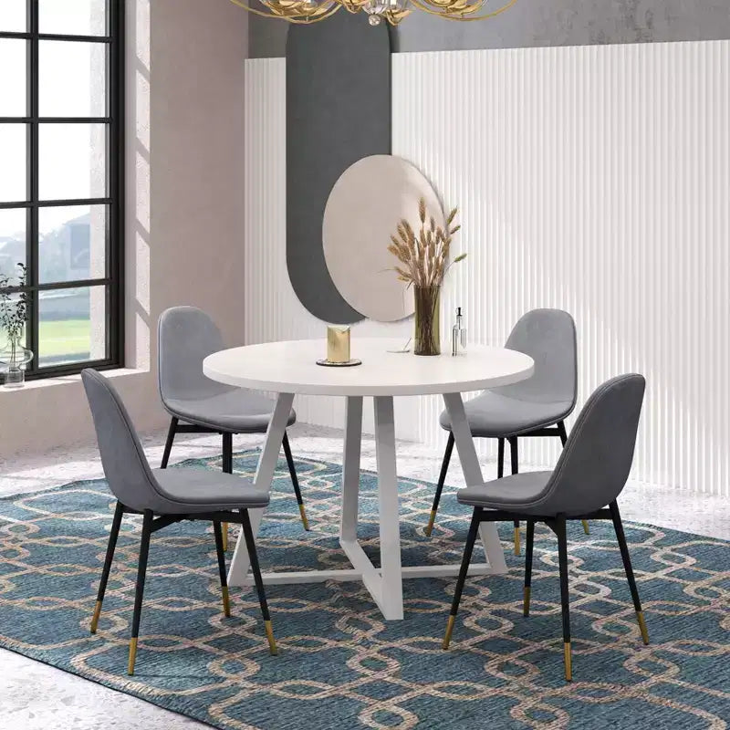 Ensemble de salle à manger rond 5 pièces Roundhill Furniture Evatt, table ronde en bois avec 4 chaises