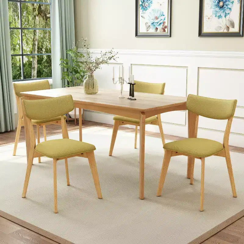 Ensemble de salle à manger 5 pièces en hévéa de style milieu du siècle moderne Laila Christopher Knight Home avec coussins