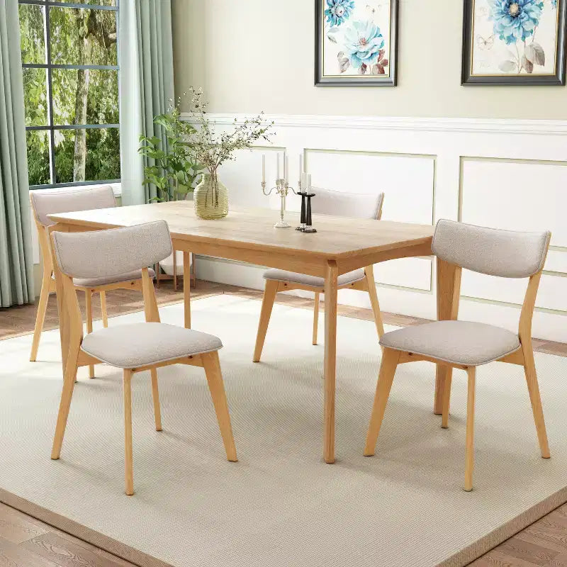 Ensemble de salle à manger 5 pièces en hévéa de style milieu du siècle moderne Laila Christopher Knight Home avec coussins