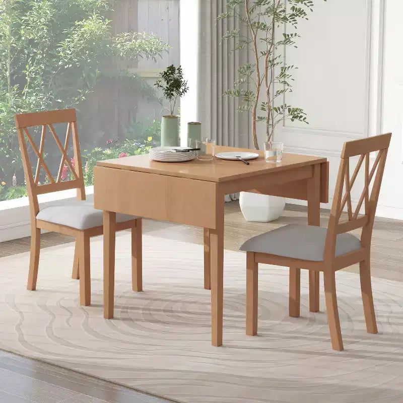 Ensemble de salle à manger 3 pièces extensible Merax avec chaises rembourrées