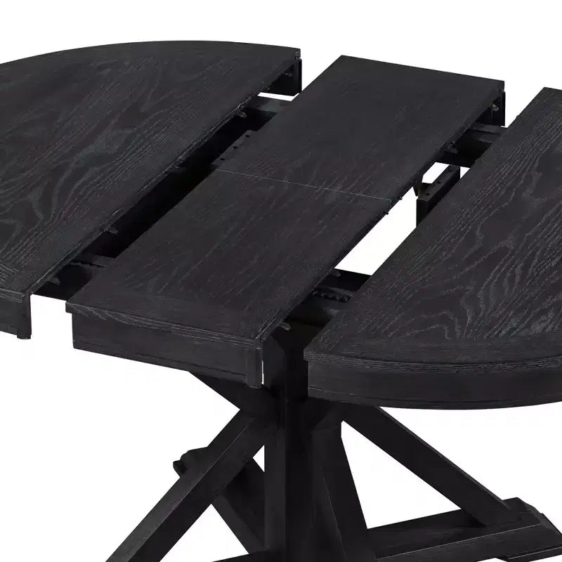Ensemble de salle à manger extensible pour 4 personnes, table ronde en bois avec 4 chaises rembourrées pour la cuisine