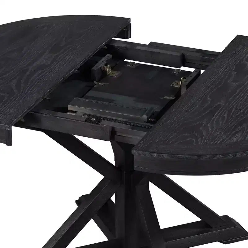 Ensemble de salle à manger extensible pour 4 personnes, table ronde en bois avec 4 chaises rembourrées pour la cuisine
