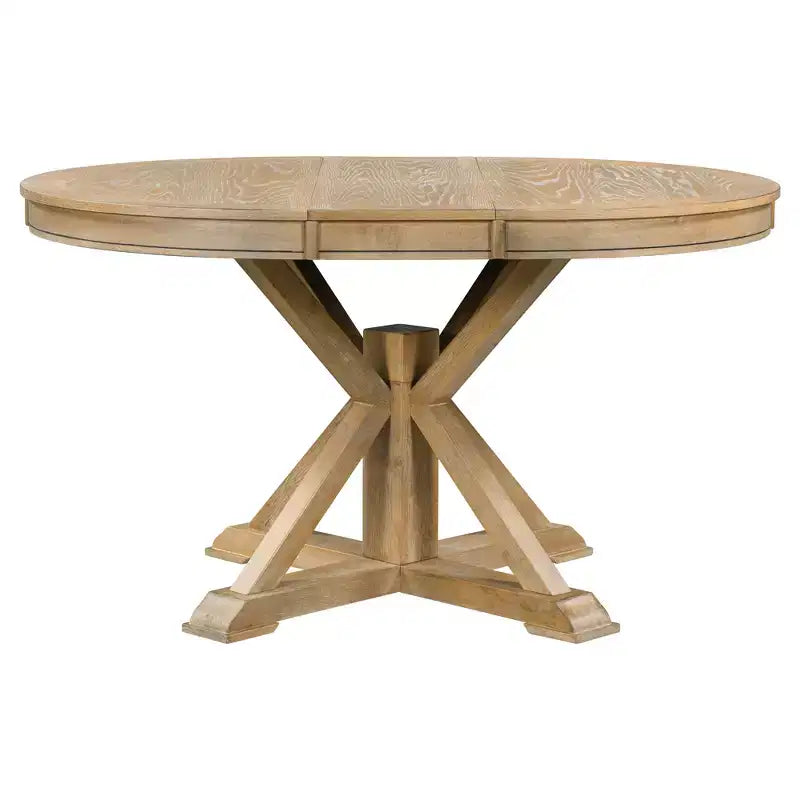 Ensemble de salle à manger extensible pour 4 personnes, table ronde en bois avec 4 chaises rembourrées pour la cuisine
