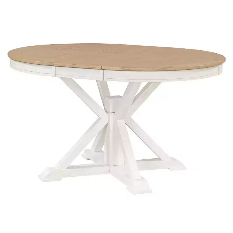 Ensemble de salle à manger extensible pour 4 personnes, table ronde en bois avec 4 chaises rembourrées pour la cuisine
