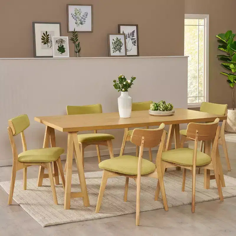 Ensemble de salle à manger 7 pièces Christopher Knight Home Chazz de style moderne du milieu du siècle en tissu rembourré
