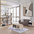 Kings Brand Furniture Nathan 4-Piece Living Room Set with Bookcases, Coffee Table and End Table, Oak/Black