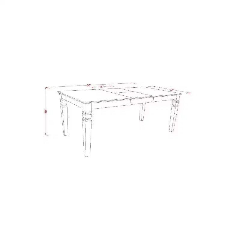 Ensemble de salle à manger 5 pièces - Table rectangulaire avec rallonge et 4 chaises - 42x60 pouces - Blanc lin
