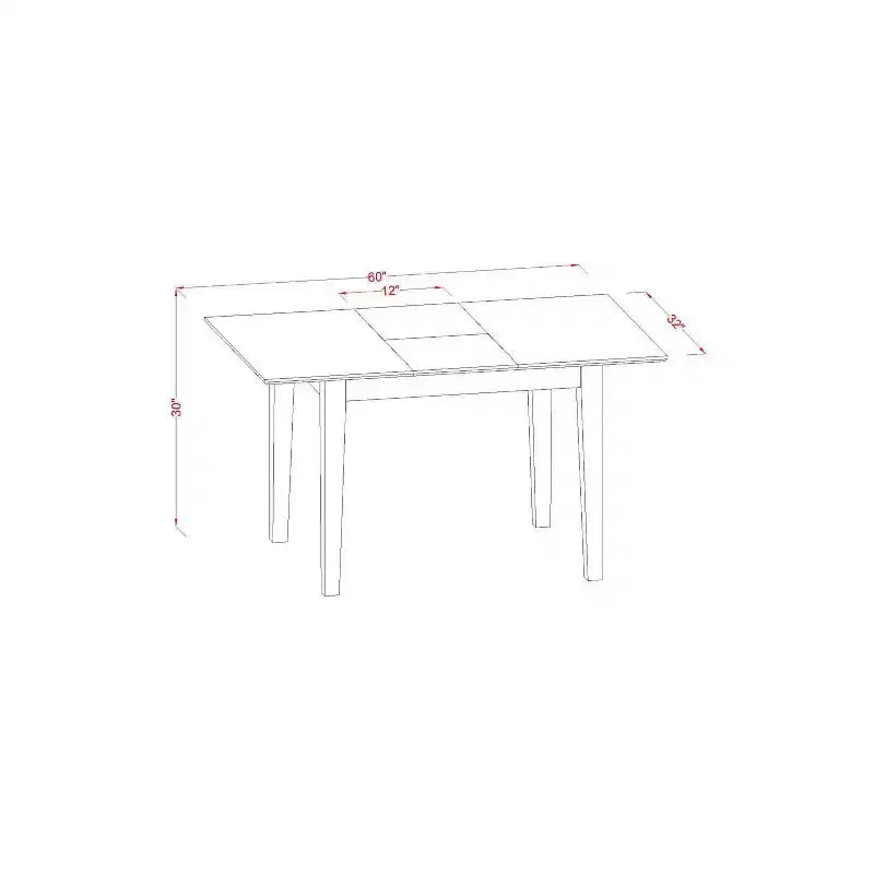 Ensemble dînette de campagne française - Table rectangulaire 3 pièces et 2 chaises - Table 48/60 avec rallonge papillon