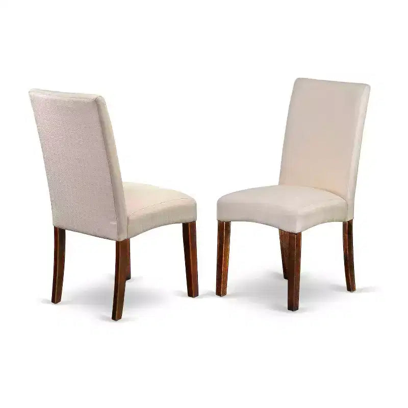 Ensemble table à manger ronde 36 pouces - 3 pièces table et chaises style artisanal côtier - Tissu lin crème