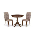 3-Piece Mahogany Finish Solid Wood Top Button Tufted Upholstered Dining Room Set (Seats-4)