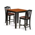 Counter Height Dining Set - 3 Piece Table & Chairs - Modern Kitchen Pub Set - 36x36 Inch - Black & Cherry