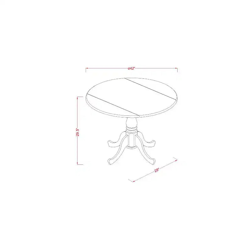 HomeStock – Ensemble de salle à manger 5 pièces en acajou massif, table ronde avec 4 chaises à croisillons et abattants.