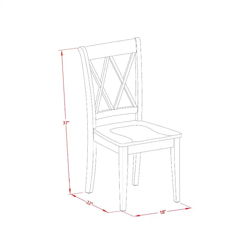 HomeStock – Ensemble de salle à manger 5 pièces en acajou massif, table ronde avec 4 chaises à croisillons et abattants.