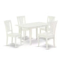 HomeStock 5-Pc Rectangular Linen White Finish Solid Wood Top-Dining Room Set with Butterfly Leaf-Seats 4