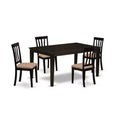 5-Piece Cappuccino Solid Wood Top - Dining Room Set - Seats 4