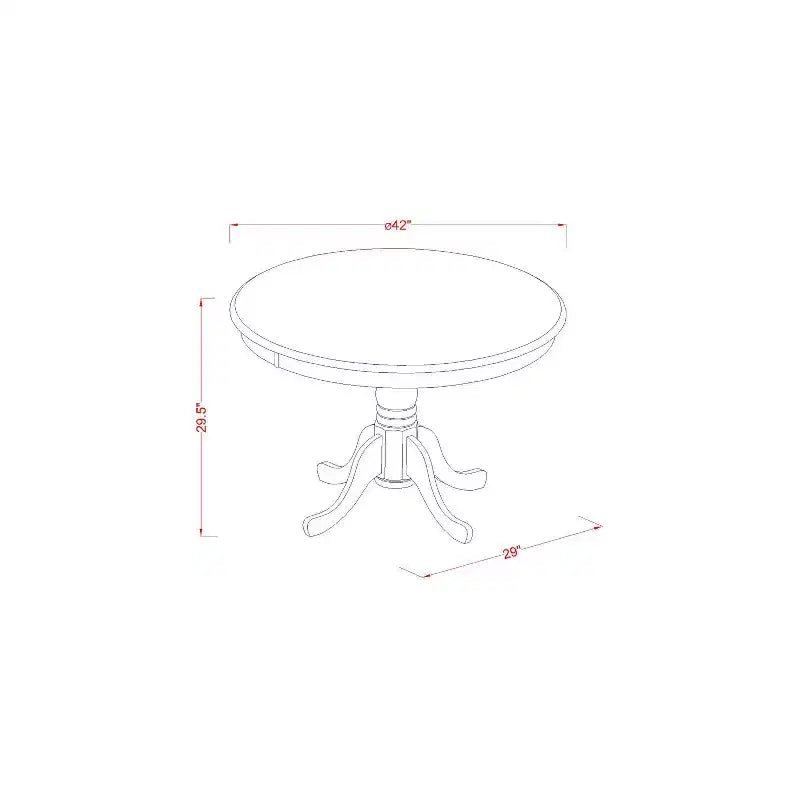 Ensemble de salle à manger rond - Table de cuisine 5 pièces avec 4 chaises - Finition blanc lin