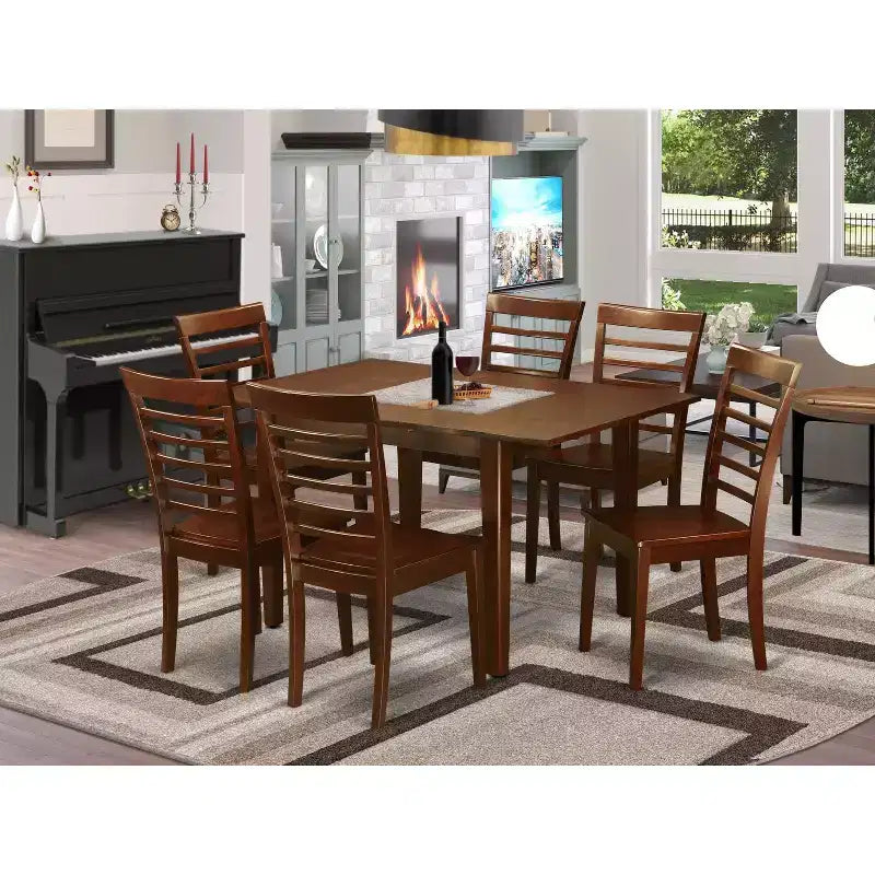 Petit ensemble de salle à manger - Ensemble table et chaises de salle à manger 7 pièces - Table de cuisine avec rallonge - Design bohème moderne