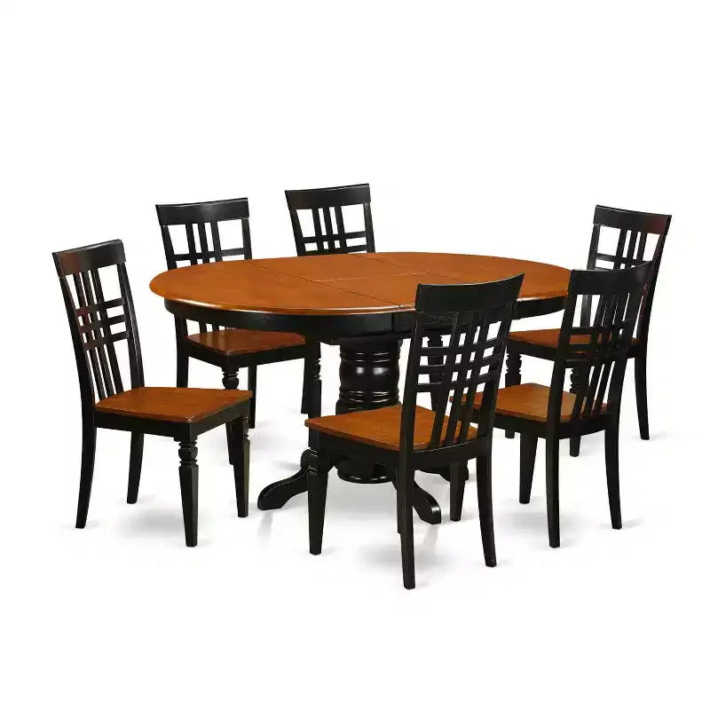 Dinette Set 7 Piece Table with Chairs - Kitchen Dining Room Set - Black Cherry Finish