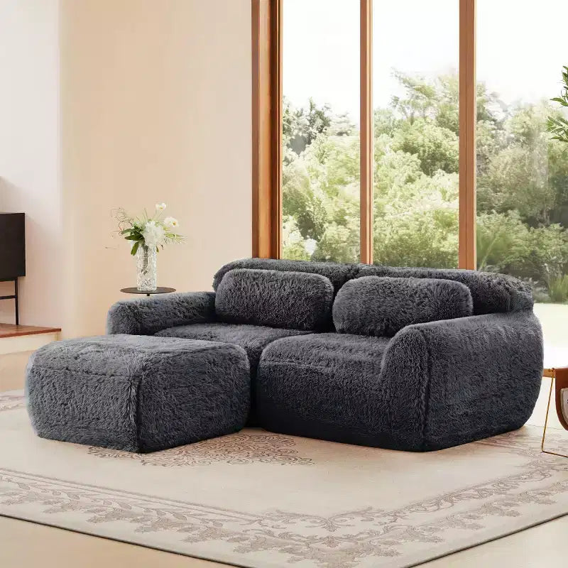 Canapé Sectionnel Modulable en Forme de L avec Ottoman, Mousse Haute Densité, Petit Canapé Sectionnel Moderne pour Salon et Chambre-Panipeachy