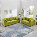 MAYEERTY Modern Sectional Sofas 2+3 Seater Square Armrest with Silver Nails Decor Upholsteres Velvet Couch for Living Room Green