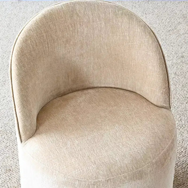 Ensemble table à manger pour 4, chaises barillet modernes avec roulettes et revêtement en chenille, table ronde à pied central pour petits espaces-repas-Panipeachy