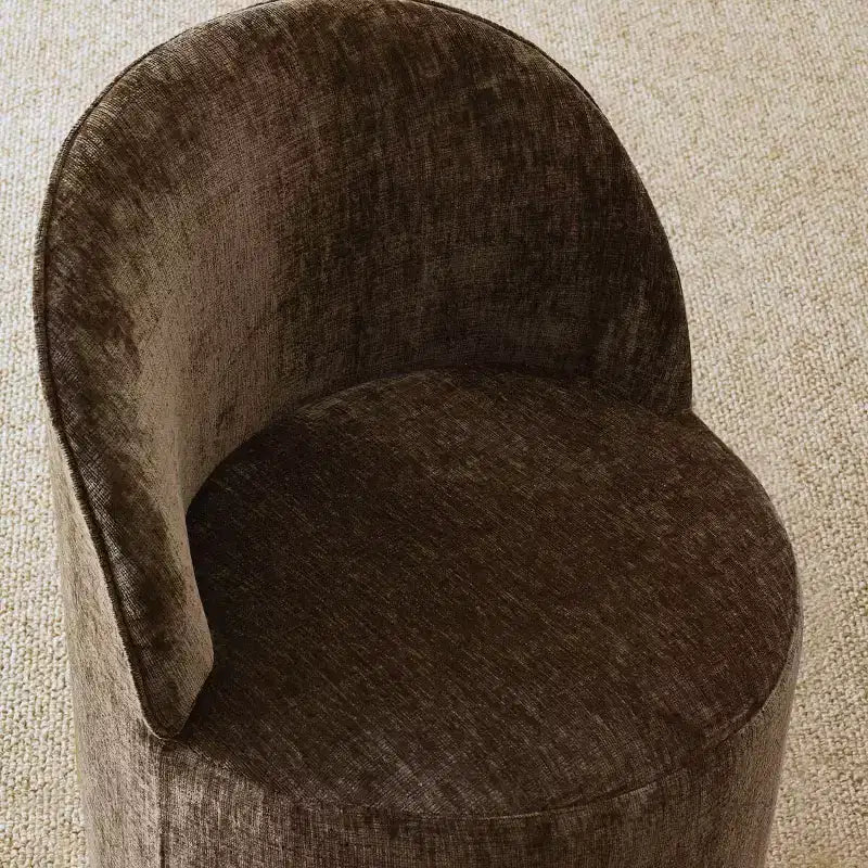 Ensemble table à manger pour 4, chaises barillet modernes avec roulettes et revêtement en chenille, table ronde à pied central pour petits espaces-repas-Panipeachy