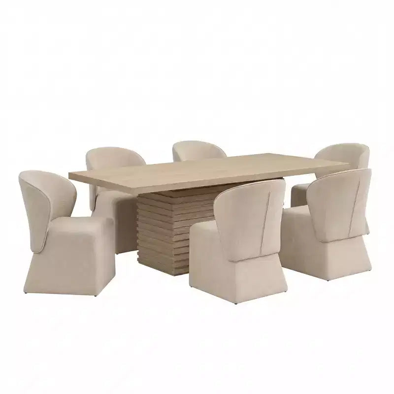 Ensemble de salle à manger moderne 7 pièces Christopher Knight Home Wichai en bois et métal avec chaises rembourrées