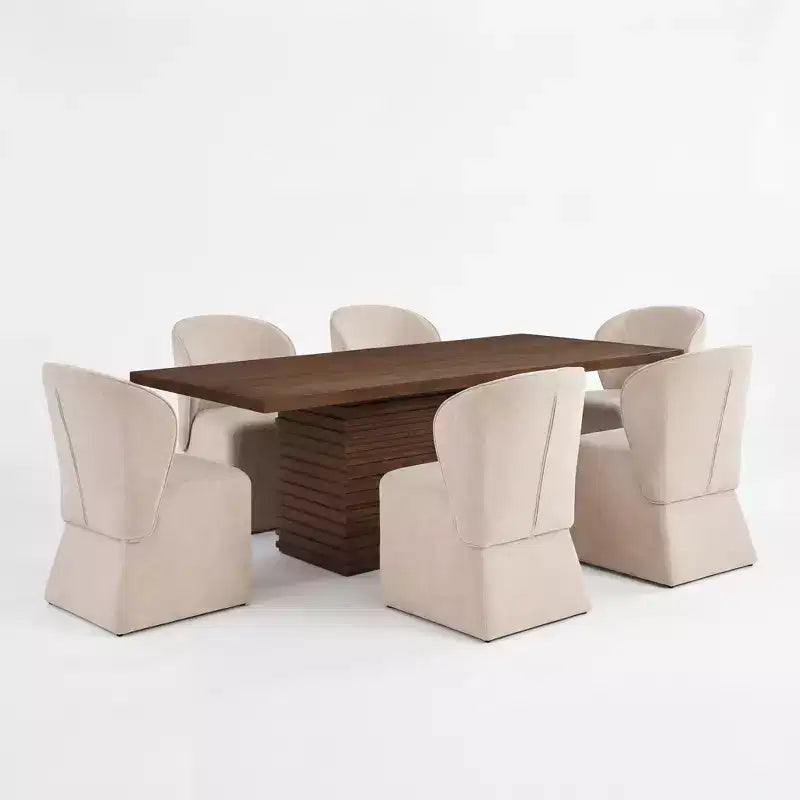 Ensemble de salle à manger moderne 7 pièces Christopher Knight Home Wichai en bois et métal avec chaises rembourrées