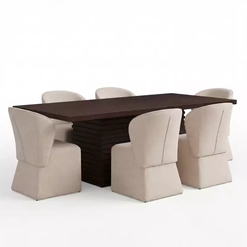 Ensemble de salle à manger moderne 7 pièces Christopher Knight Home Wichai en bois et métal avec chaises rembourrées