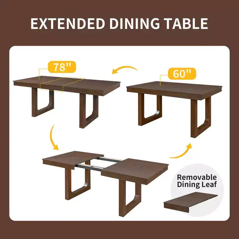 Ensemble de salle à manger extensible 5 pièces GDFStudio Gomez avec rallonge de 45 cm
