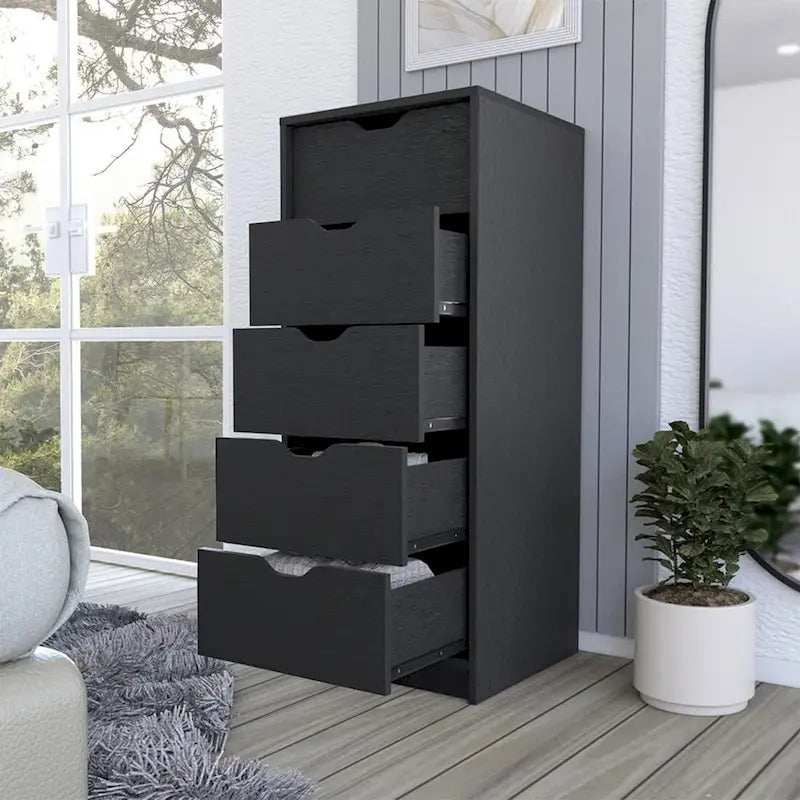 Modern 5 Drawer Chest Vertical Dresser for Bedroom Storage 18 Inch
