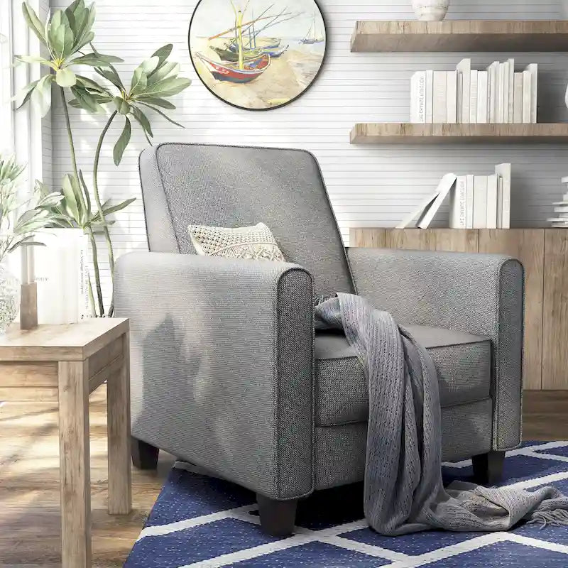 Fauteuil inclinable traditionnel rembourré et passepoilé en tissu
