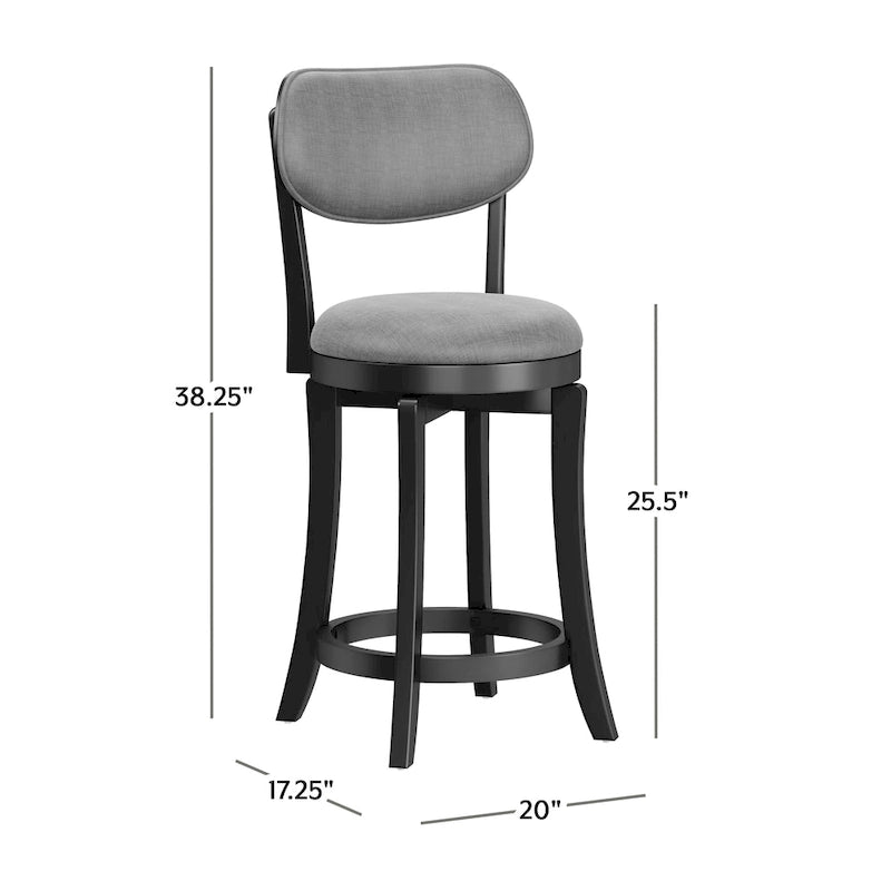 Sloan Wood Upholstered Swivel Counter Stool - 38.25H x 20W x 17.5D; Seat Height: 25.5H