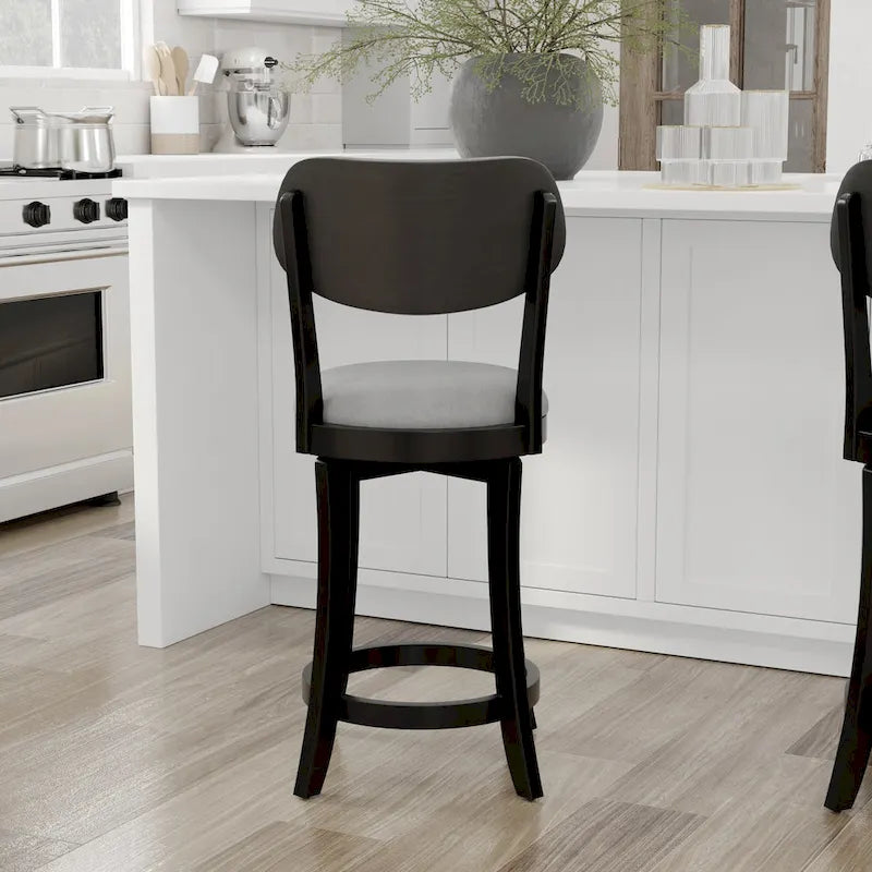 Sloan Wood Upholstered Swivel Counter Stool - 38.25H x 20W x 17.5D; Seat Height: 25.5H
