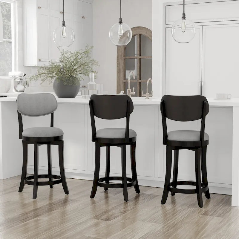 Sloan Wood Upholstered Swivel Counter Stool - 38.25H x 20W x 17.5D; Seat Height: 25.5H