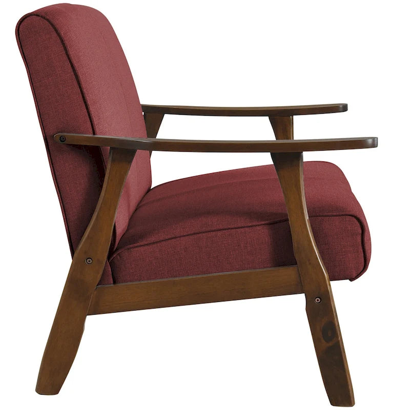 Wenge Wood Mid-Century Modern Linen Loveseat