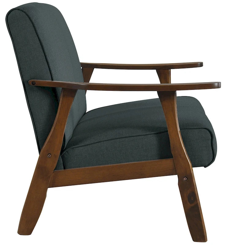 Wenge Wood Mid-Century Modern Linen Loveseat
