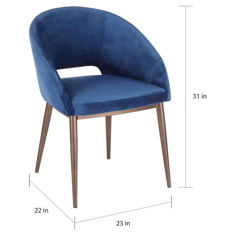 Vika Upholstered Dining Chair with Copper Metal Legs