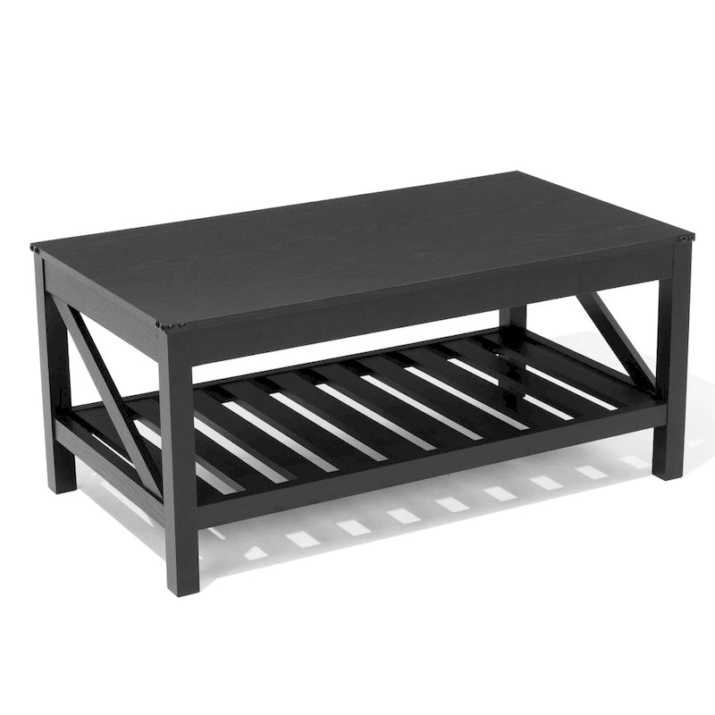 Living Room Coffee Table with Storage Shelf, Sofa Center Table - 40.16 W x 22.05 D x 18.11 H