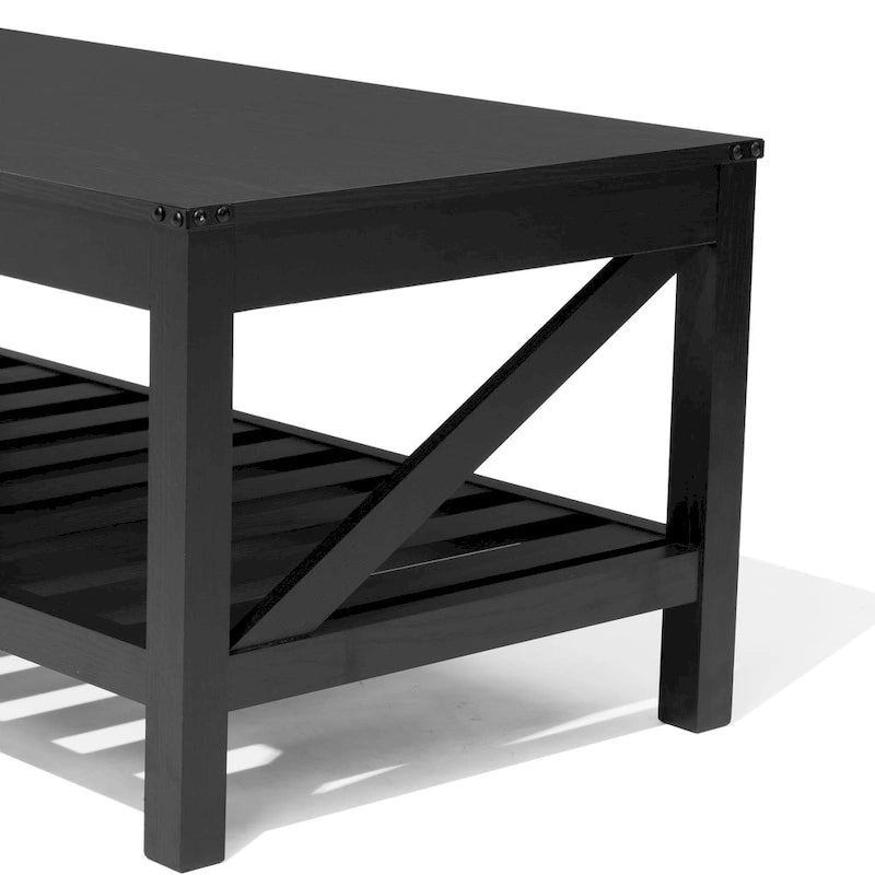 Living Room Coffee Table with Storage Shelf, Sofa Center Table - 40.16 W x 22.05 D x 18.11 H