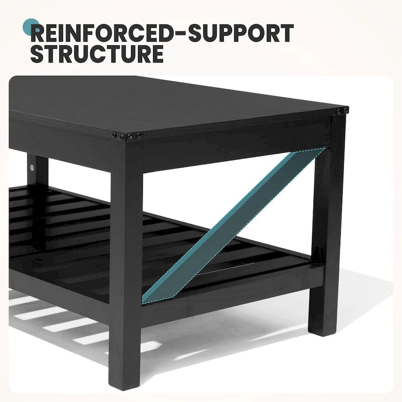 Living Room Coffee Table with Storage Shelf, Sofa Center Table - 40.16 W x 22.05 D x 18.11 H