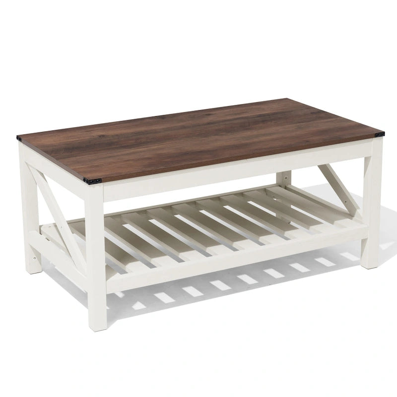Living Room Coffee Table with Storage Shelf, Sofa Center Table - 40.16 W x 22.05 D x 18.11 H
