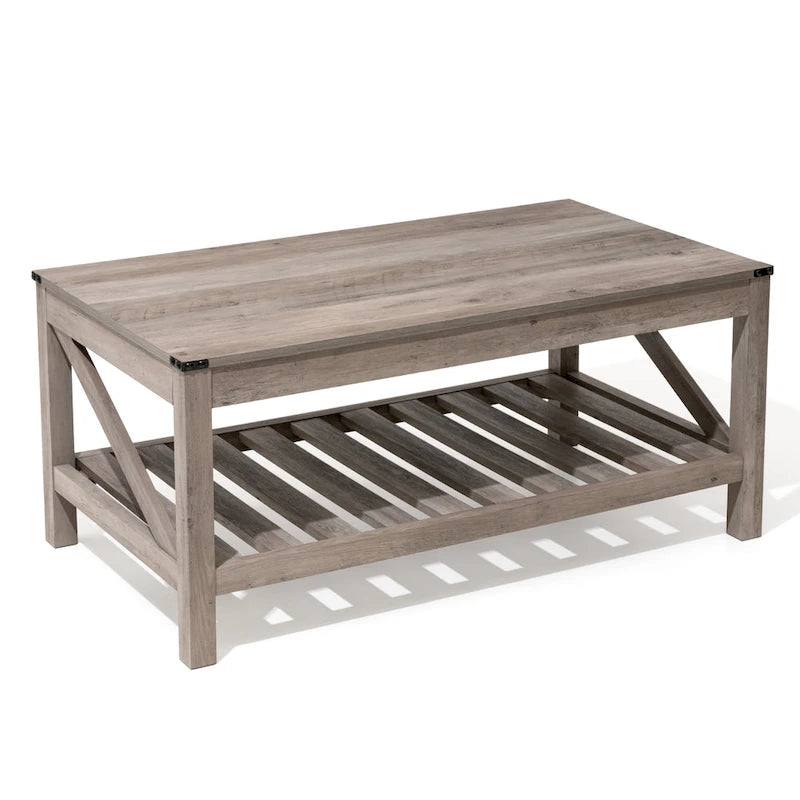 Living Room Coffee Table with Storage Shelf, Sofa Center Table - 40.16 W x 22.05 D x 18.11 H