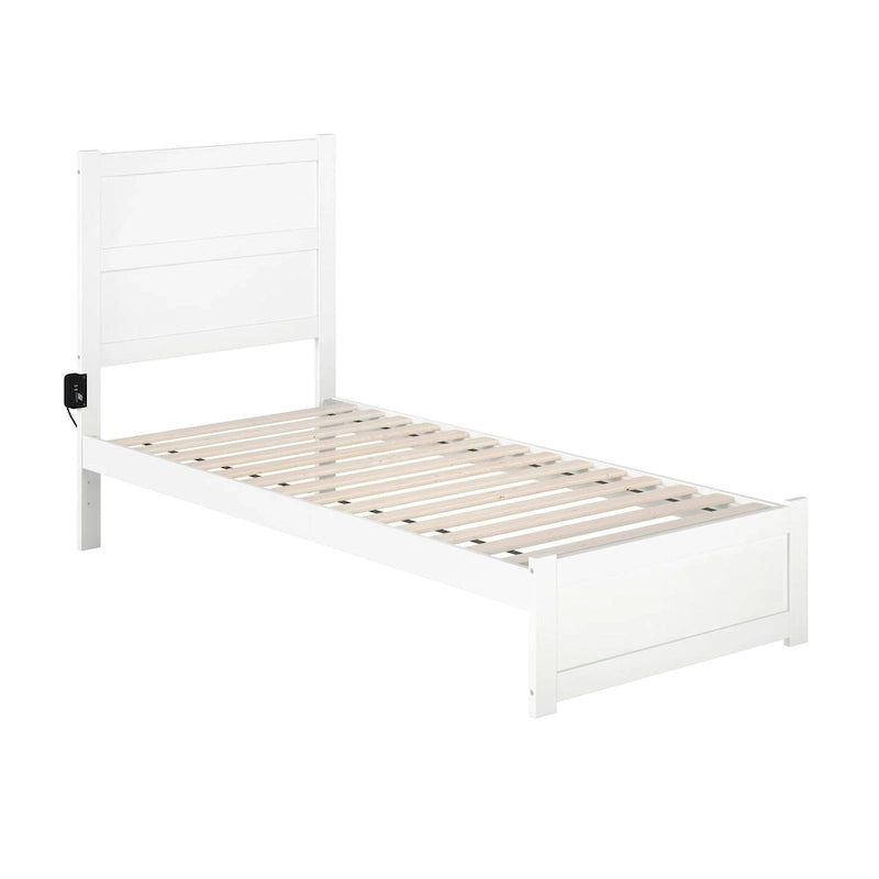 Twin Extra Long Bed with Footboard in White