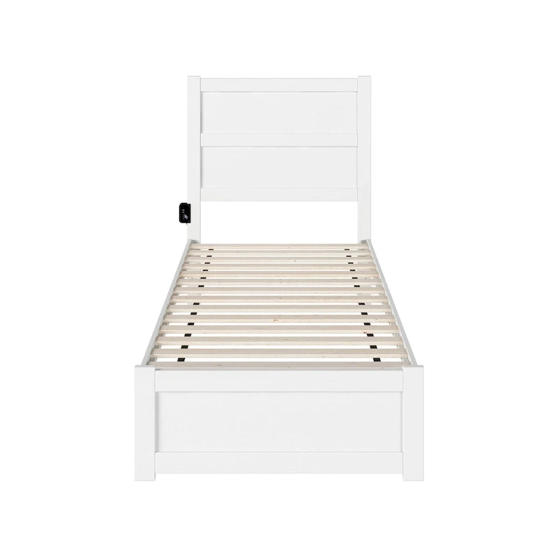 Twin Extra Long Bed with Footboard in White
