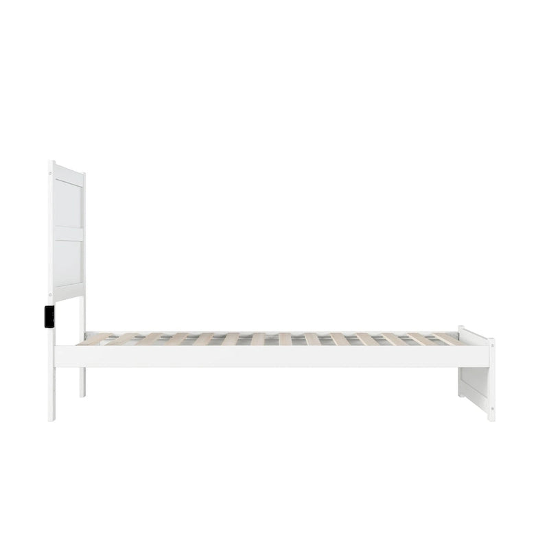 Twin Extra Long Bed with Footboard in White
