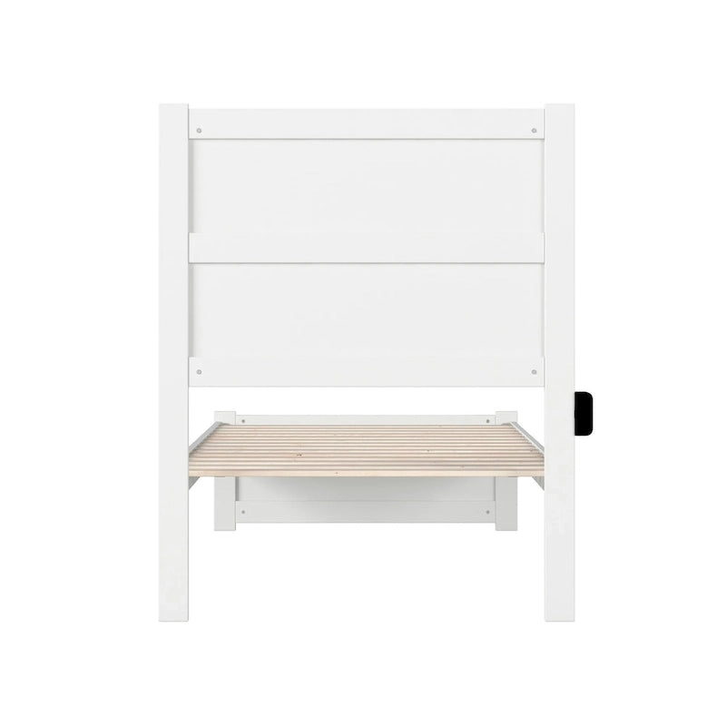 Twin Extra Long Bed with Footboard in White