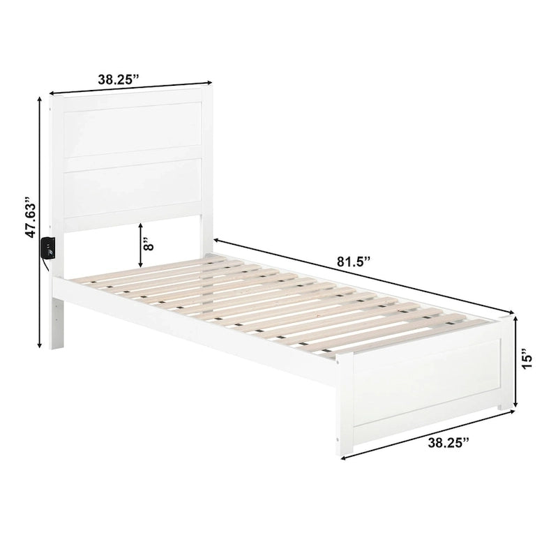 Twin Extra Long Bed with Footboard in White