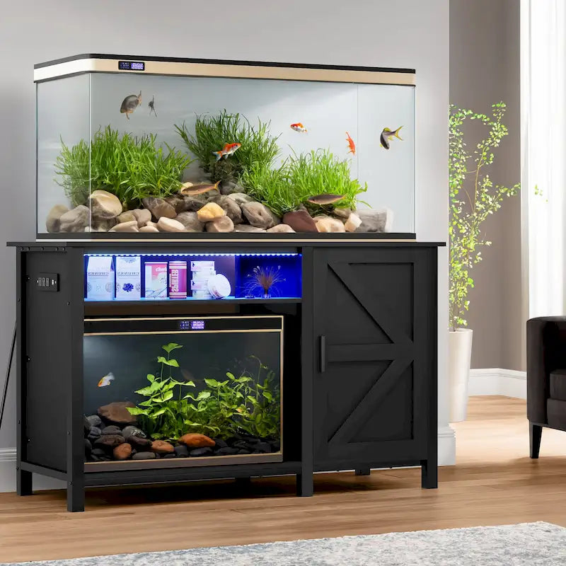 Aquarium Stand for 55-75 Gallon Fish Tanks with RGB Light Strip