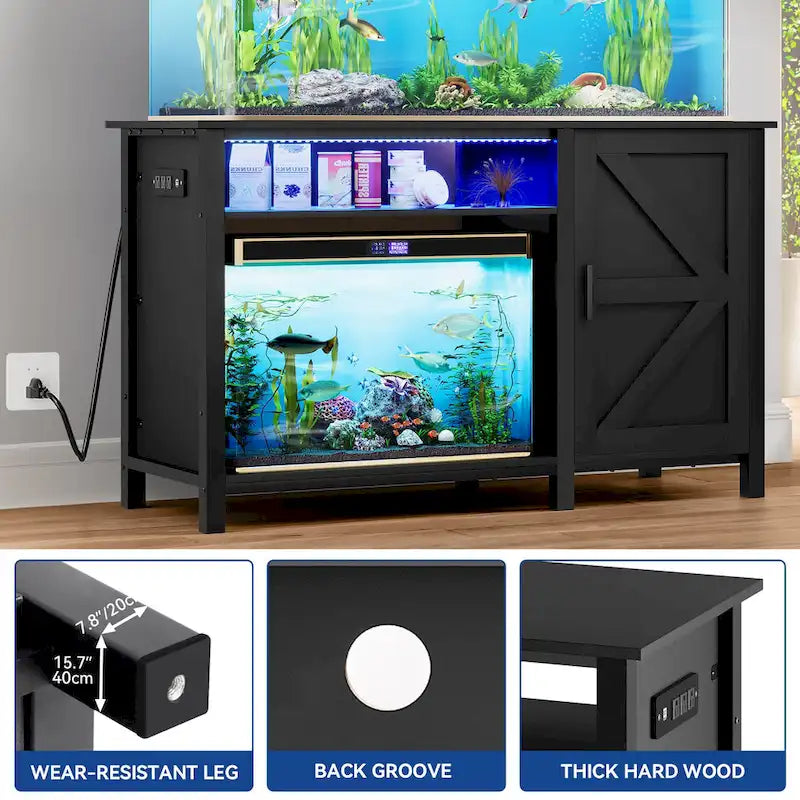 Aquarium Stand for 55-75 Gallon Fish Tanks with RGB Light Strip